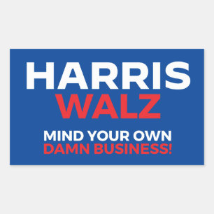 Sticker Rectangulaire Harris Walz 2024 - Faites attention à votre propre