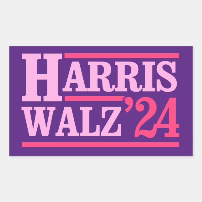 Sticker Rectangulaire Harris Walz 24 Rose (Devant)