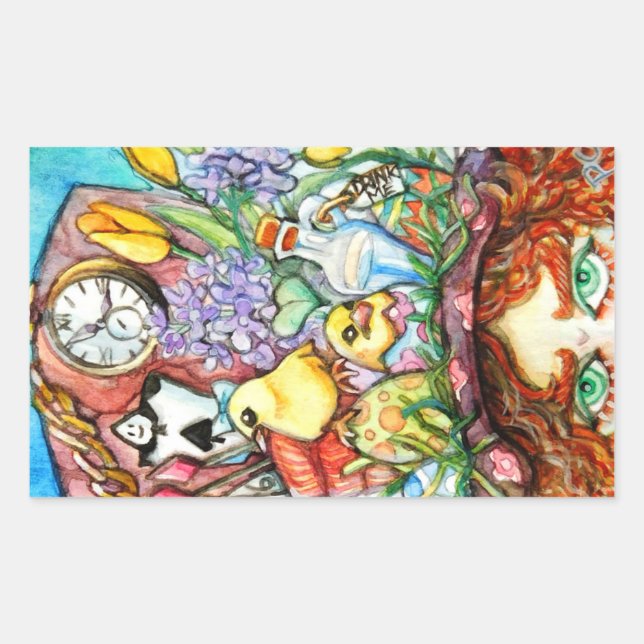 Sticker Rectangulaire Hatter et son design Casquette de printemps (Devant)