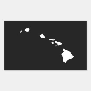 Sticker Rectangulaire Hawaii en blanc et noir