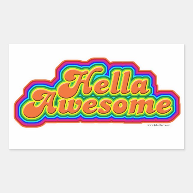Sticker Rectangulaire Hella Awesome Fun Slogan Design (Devant)