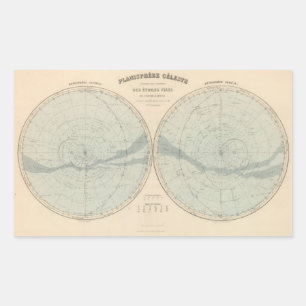Sticker Rectangulaire Hémisphère Celeste Planisphère