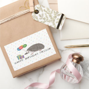 Sticker Rectangulaire Hérisson de Pygmée africaine - Joyeux anniversaire