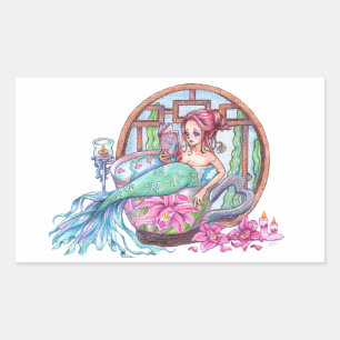 Sticker Rectangulaire Heure du Spa de la sirène