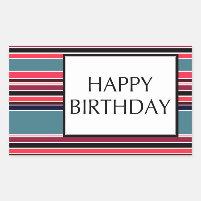 Sticker Rectangulaire heureux anniversaire (wineStripes) (Devant)