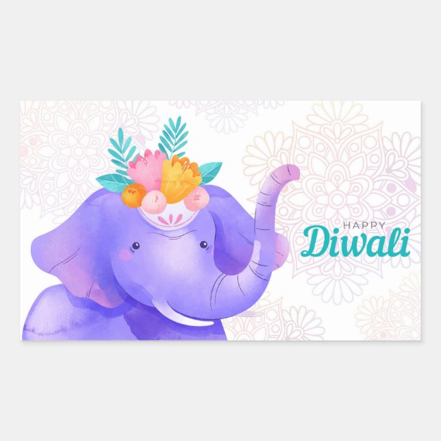 Sticker Rectangulaire Heureux Diwali (Devant)