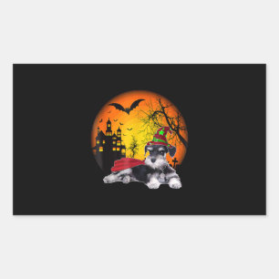 Sticker Rectangulaire heureux halloween schnauzer chiens miniatures hall