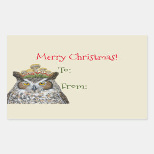 Sticker Rectangulaire hibou royal de la forêt à/de l'autocollant de Noël