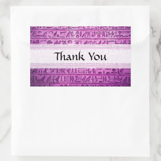 Sticker Rectangulaire Hiéroglyphes égyptiens anciens Merci violet (Sac)