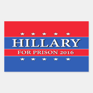 STICKER RECTANGULAIRE "HILLARY POUR LA PRISON 2016 "