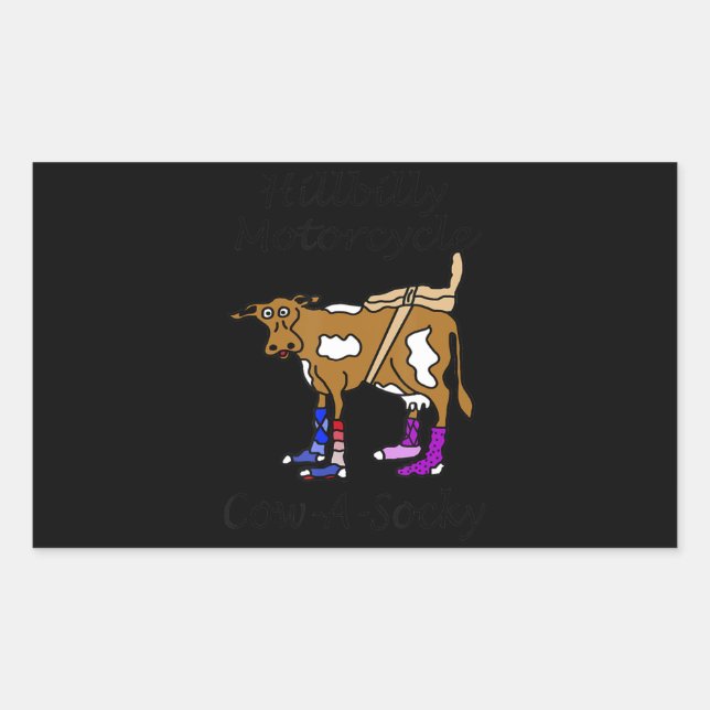 Sticker Rectangulaire Hillbilly Motorcycle Drôle Cadeau Vache Pour Vélos (Devant)