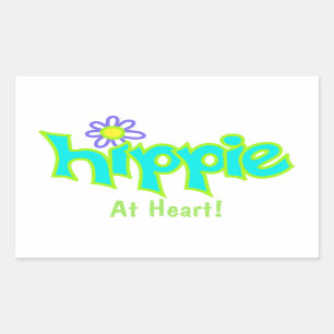 Sticker Rectangulaire Hippie au coeur Turquoise Art Custom
