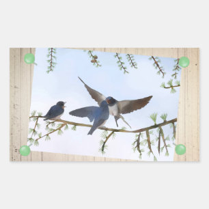 Sticker Rectangulaire Hirondelles d'été