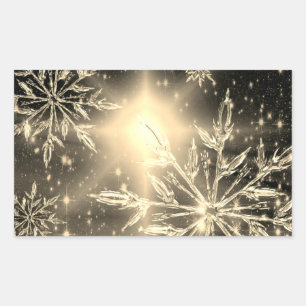 Sticker Rectangulaire Hiver blanc doré
