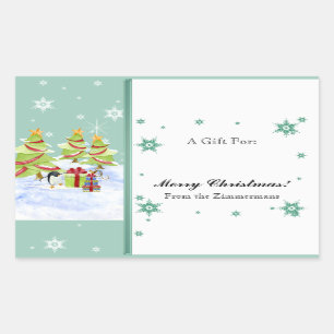 Sticker Rectangulaire Hivernal Whimsy mignonne bébé pingouin dans l'étoi