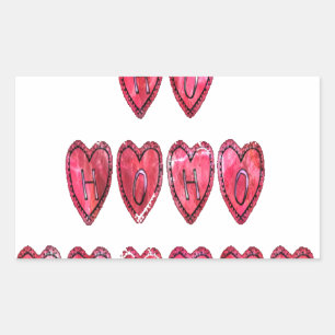 Sticker Rectangulaire Hoho ! Père Noël coeur cool texte Noël amour desi