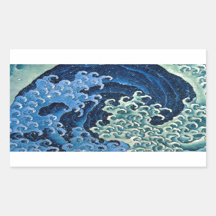 Sticker Rectangulaire Hokusai Vague féminine Océan Vintage