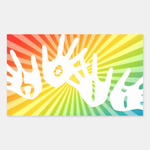 Sticker Rectangulaire holi arc-en-ciel mains