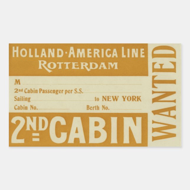 Sticker Rectangulaire Holland America Line Rotterdam (Devant)