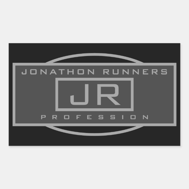 Sticker Rectangulaire Hommes Sportif Géométrique gris foncé et noir (Devant)