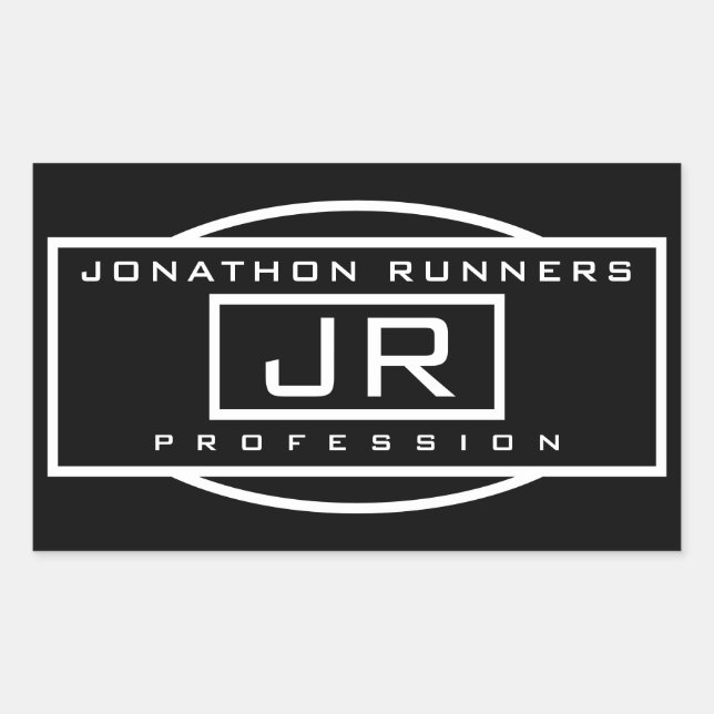 Sticker Rectangulaire Hommes Sporty Géométrique Noir & Blanc (Devant)