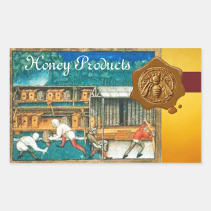 STICKER RECTANGULAIRE HONEY BEE, OEUVRE SCEAU BROWN DE CIRE