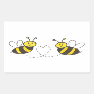 Sticker Rectangulaire Honey Bees with Heart