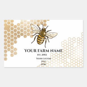 Sticker Rectangulaire Honeypeb Bee Farm apiculteur Apiariste abeilles bu