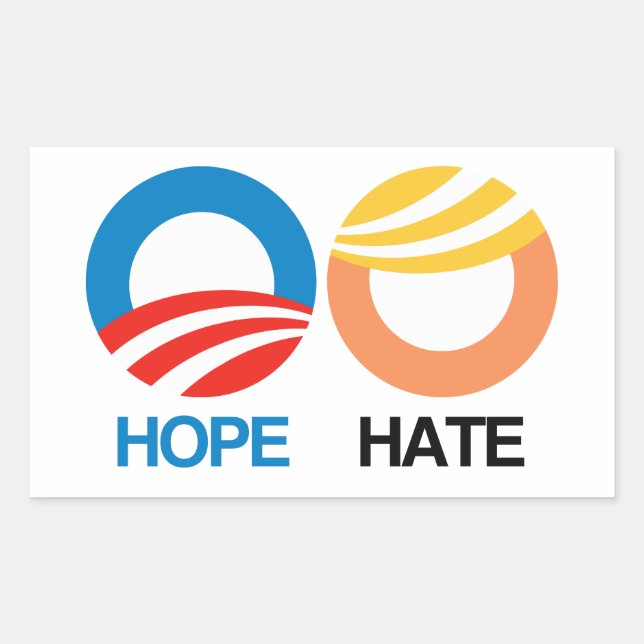 Sticker Rectangulaire HOPE (Obama) HAITE (Trump) (Devant)