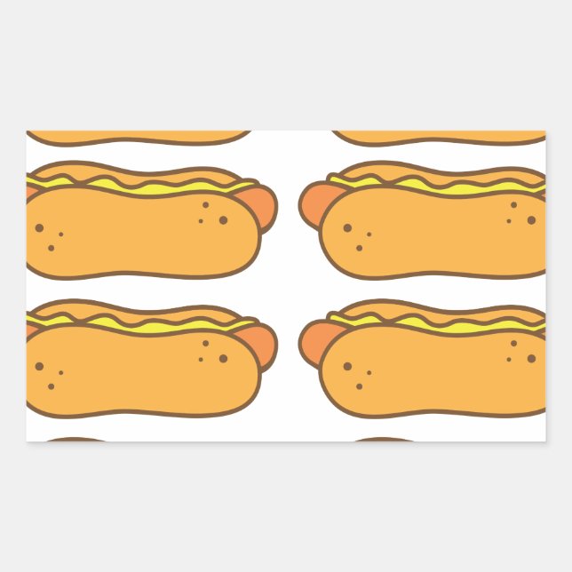 Sticker Rectangulaire Hot dog sur un petit pain (Devant)