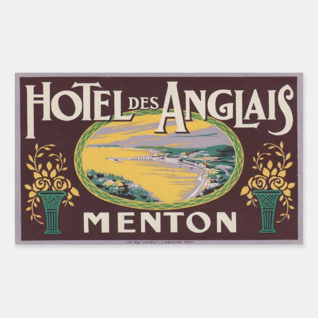 Sticker Rectangulaire Hôtel des Anglais (Menton France) (Devant)
