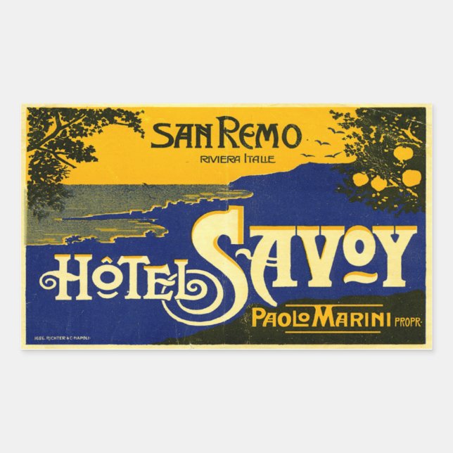 Sticker Rectangulaire Hotel Savoy (San Remo Italie) (Devant)