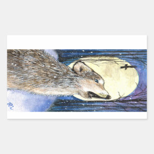 Sticker Rectangulaire Howling - Wolf Art