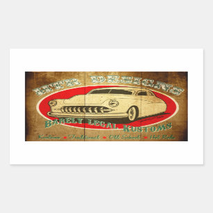 Sticker Rectangulaire HTR Designs à peine légale Kustoms Garage
