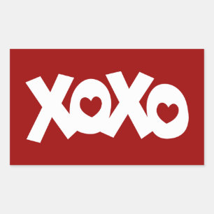 Sticker Rectangulaire Hugs & Baisers Amour & Coeurs