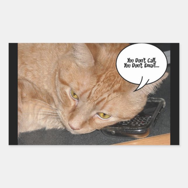 Sticker Rectangulaire Humour de chat Tabby Orange/Téléphone cellulaire (Devant)
