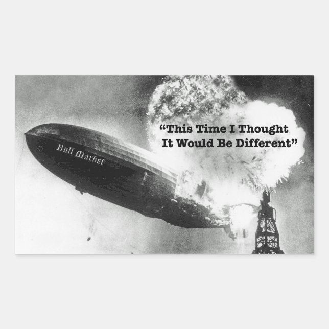 Sticker Rectangulaire Humour d'écroulement du marché Bull (Devant)