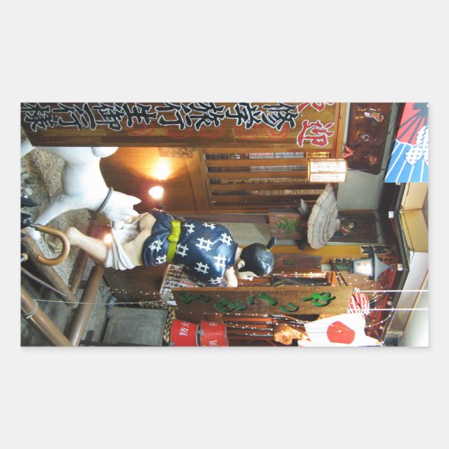 Sticker Rectangulaire Humour Japonais - Chien tirant des culottes vers l (Devant)