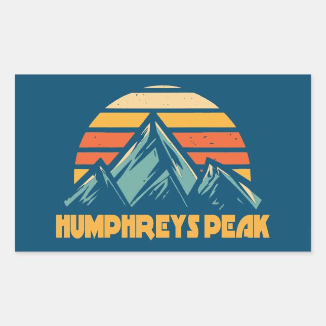 Sticker Rectangulaire Humphreys Peak Arizona Retro Turquoise (Devant)