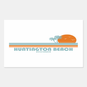 Sticker Rectangulaire Huntington Beach California Sun Palm Trees