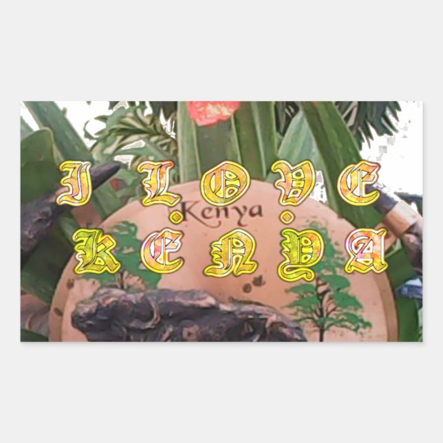 Sticker Rectangulaire I (Coeur) Kenya Buffalo Patch/Print (Devant)