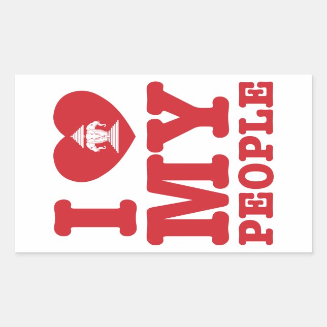 Sticker Rectangulaire I Heart (Love) Erawan My Lao People (Devant)