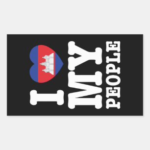 Sticker Rectangulaire I Heart (Love) My Khmer People