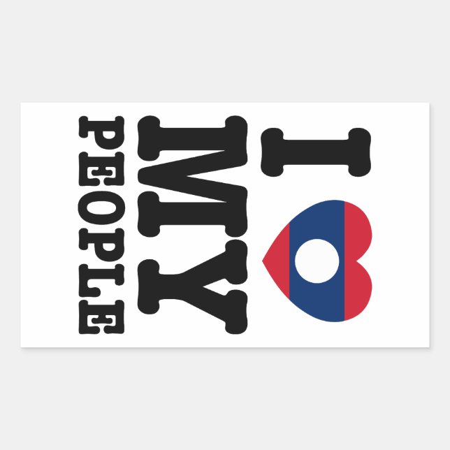 Sticker Rectangulaire I Heart (Love) My Lao People (Devant)