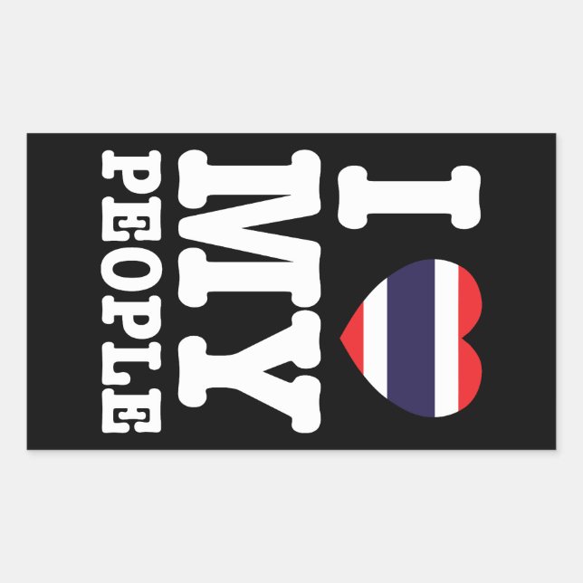 Sticker Rectangulaire I Heart (Love) My Thai People (Devant)