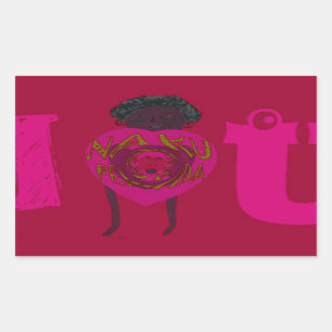 Sticker Rectangulaire I Heart You Nakupenda Sana Heureuse Sainte-Valenti