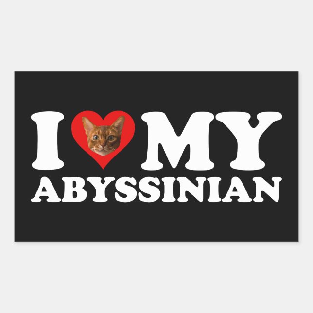 Sticker Rectangulaire I Love (Coeur) My Abyssinian (Devant)