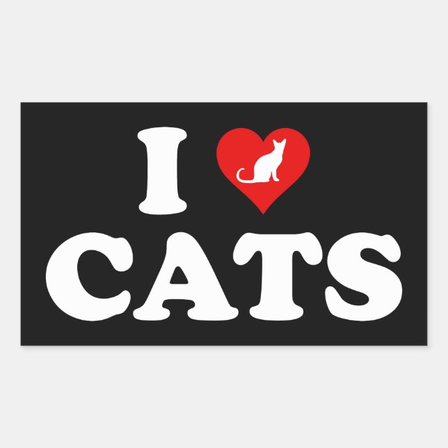 Sticker Rectangulaire I Love (Heart) Cats (Devant)