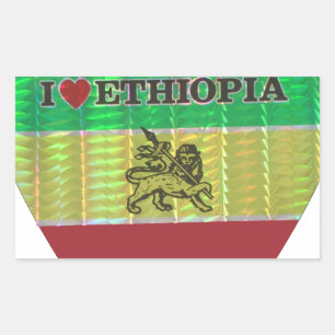 Sticker Rectangulaire I Love Heart Ethiopie : Drapeau Art Motif