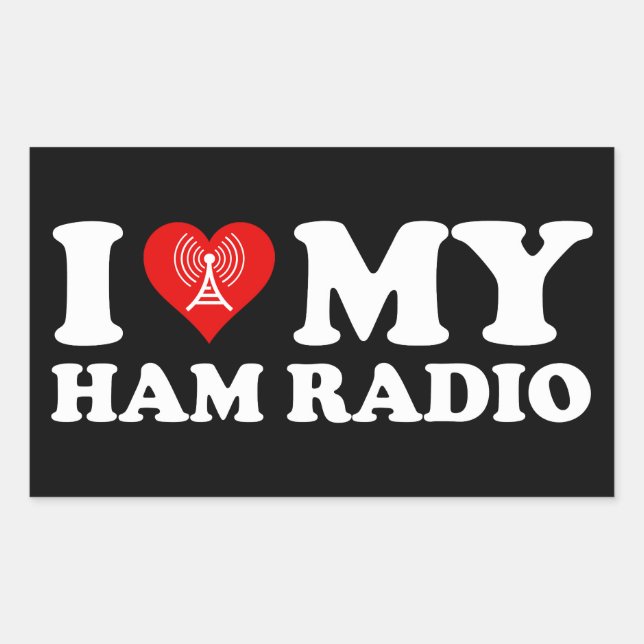 Sticker Rectangulaire I Love (Heart) My Ham Radio (Devant)